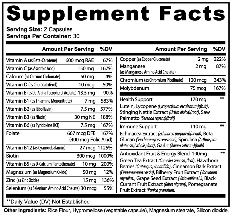 Daily Base supplement facts panel
