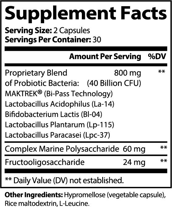 Flora 40 supplement facts panel