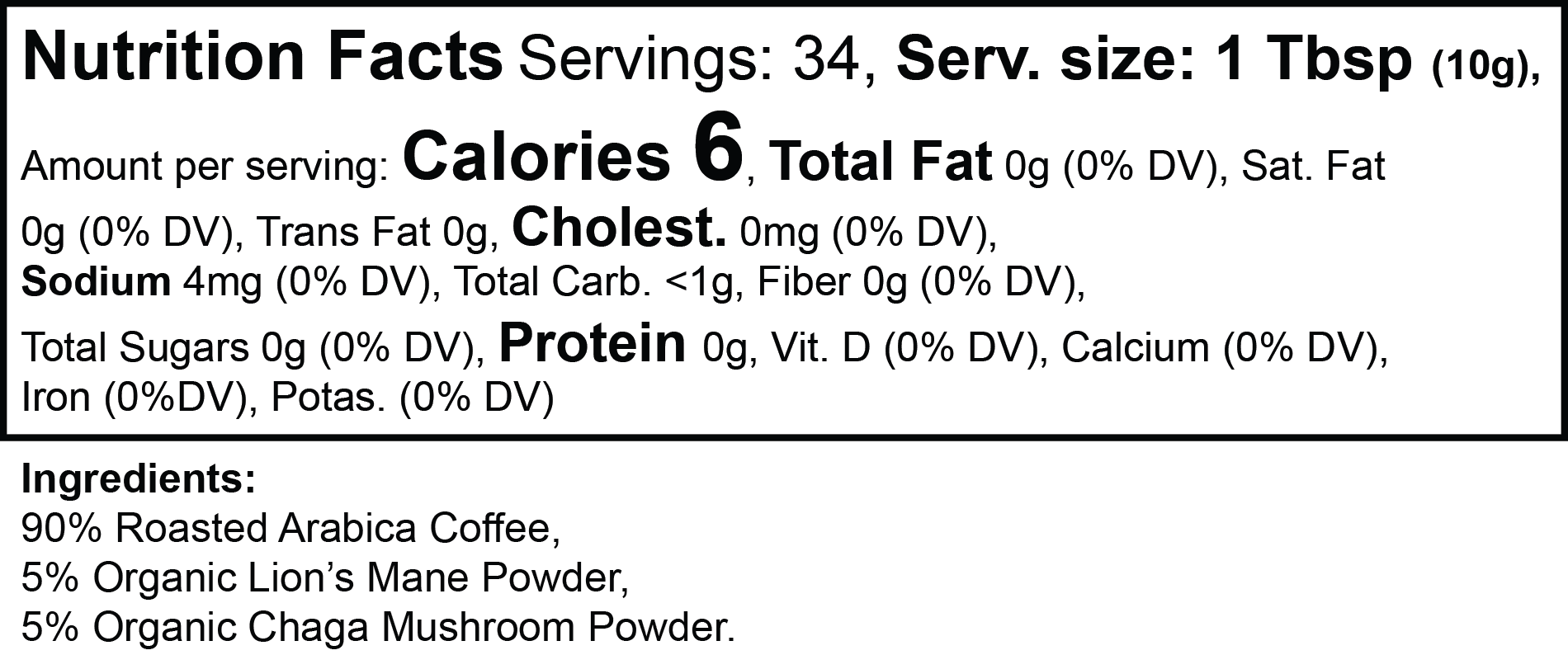 Morning Focus supplement facts panel